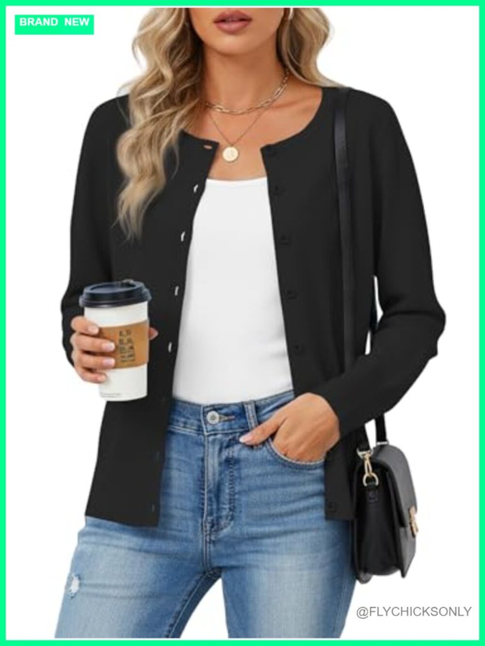 Women's Knit Cardigan Sweater Button Down Long Sleeve Lightweight Office Layer